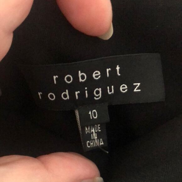 EUC Robert Rodriguez Skirt Teal and White Silk Abstract Print - Size 10 - Picture 3 of 4